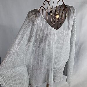 Shimmery Festive Sparkle Silver Shimmer  Rhinestone accent Chiffon